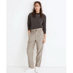 Madewell PaperBag Tapered Pants in Glen Plaid